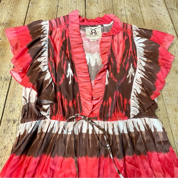 Figue Denissa Dylan Ikat Dress Medium Pink Brown Knee Length Boho - Picture 6 of 7